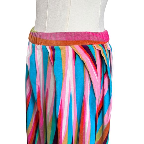 Tsumori Chisato Diagonal Striped Midi-Length Skirt Size 2 Elastic Waistband - Picture 11 of 14